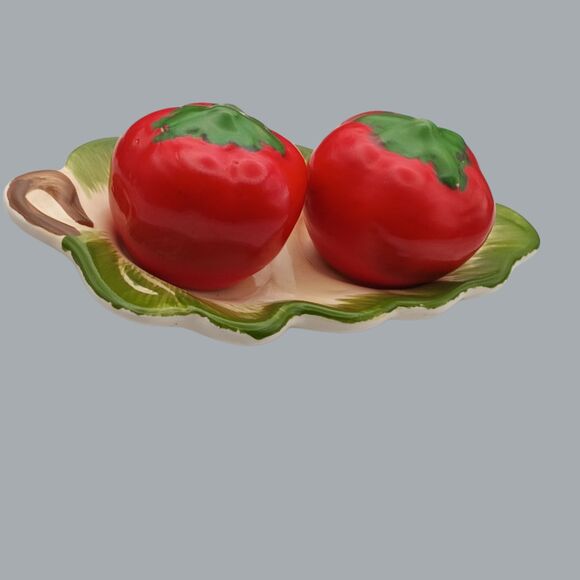 Vintage Ceramic Tomato Salt & Pepper Shakers - Picture 2 of 5